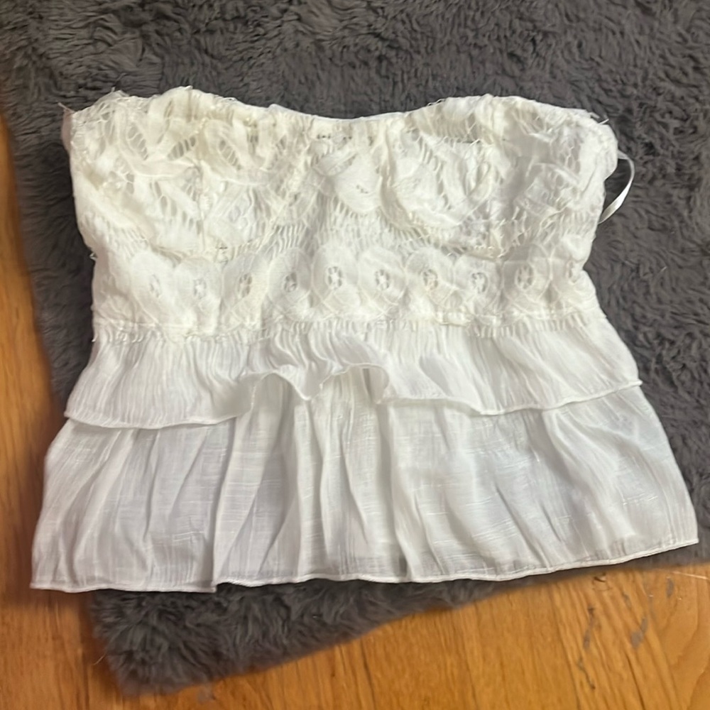 White Strapless Top